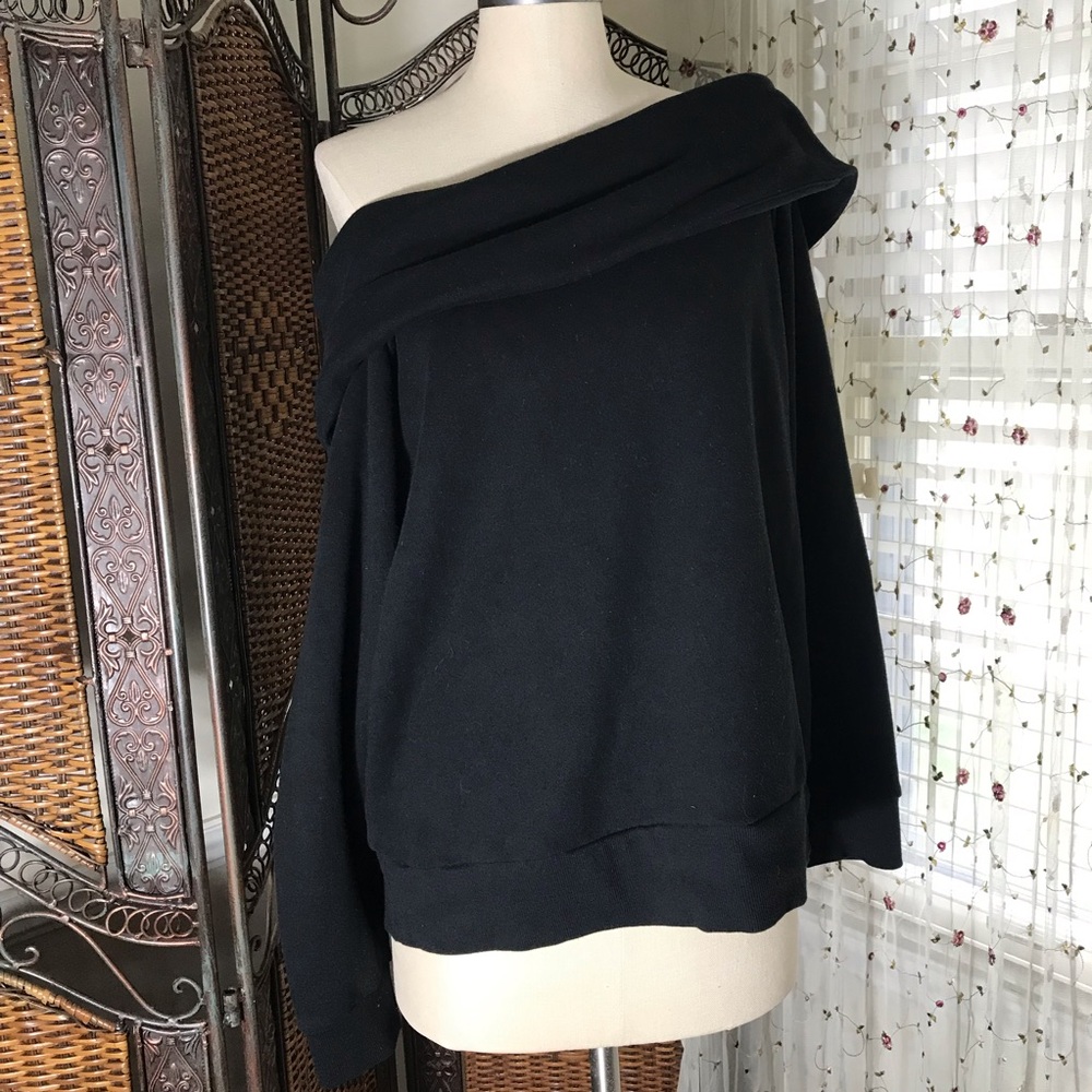 Off-Shoulder Black Women's Sweatshirt